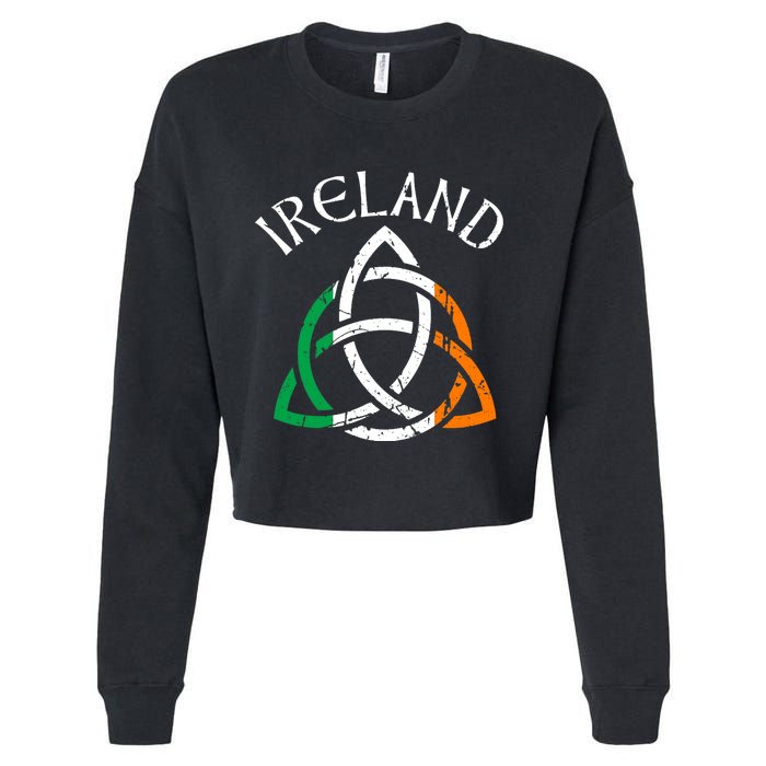 St Patricks Day for Adults Celtic Knot Ireland Cropped Pullover Crew