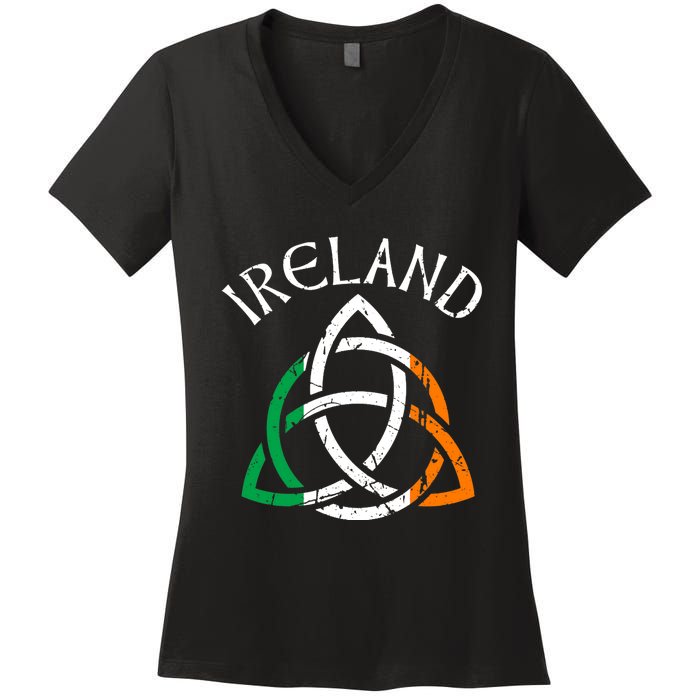 St Patricks Day for Adults Celtic Knot Ireland Women's V-Neck T-Shirt