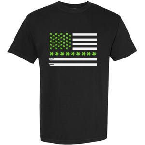 St PatrickS Day Distressed American Flag Shamrock Garment-Dyed Heavyweight T-Shirt