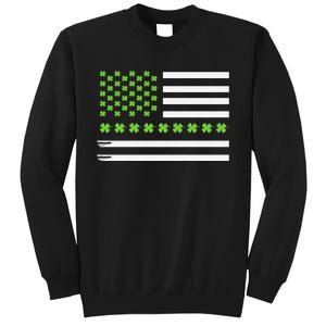 St PatrickS Day Distressed American Flag Shamrock Sweatshirt