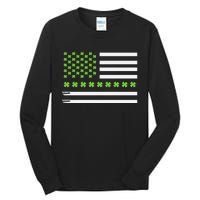 St PatrickS Day Distressed American Flag Shamrock Tall Long Sleeve T-Shirt