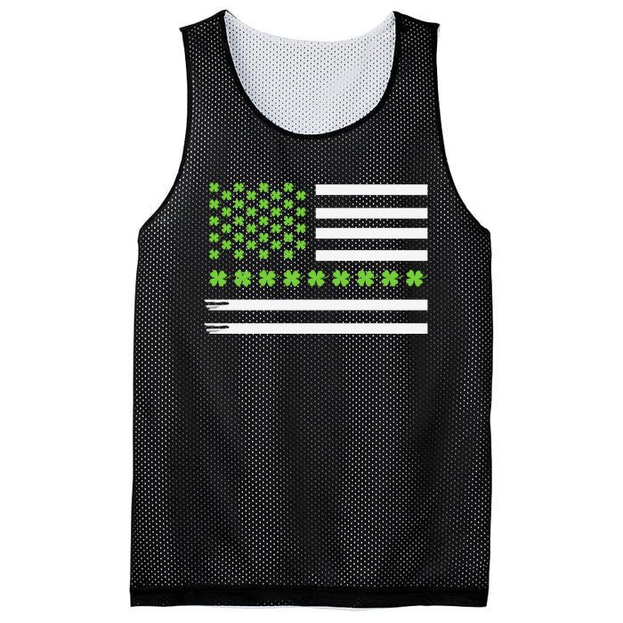 St PatrickS Day Distressed American Flag Shamrock Mesh Reversible Basketball Jersey Tank