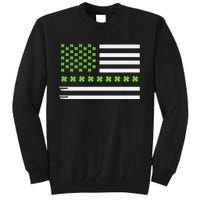 St PatrickS Day Distressed American Flag Shamrock Tall Sweatshirt