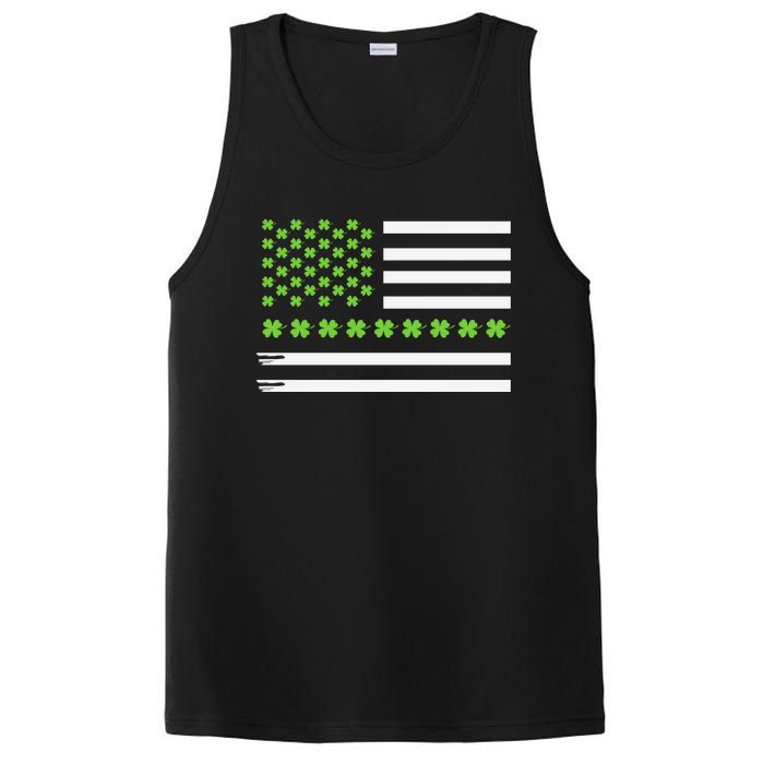 St PatrickS Day Distressed American Flag Shamrock PosiCharge Competitor Tank