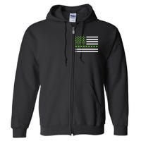 St PatrickS Day Distressed American Flag Shamrock Full Zip Hoodie