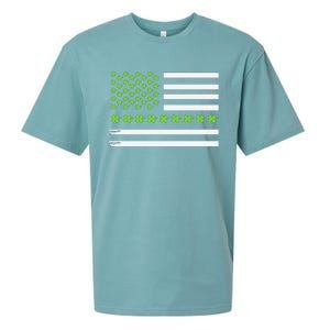 St PatrickS Day Distressed American Flag Shamrock Sueded Cloud Jersey T-Shirt