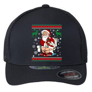 Santa Pooping Down The Chimney Ugly Sweater Christmas Meaningful Gift Flexfit Unipanel Trucker Cap