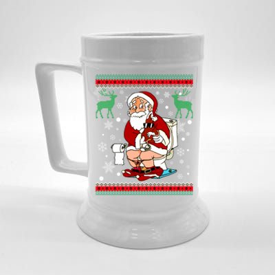 Santa Pooping Down The Chimney Ugly Sweater Christmas Meaningful Gift Beer Stein