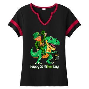 St Patricks Day Shirts Leprechaun Riding Dinosaur Gift Ladies Halftime Notch Neck Tee