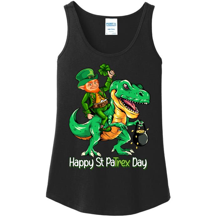 St Patricks Day Shirts Leprechaun Riding Dinosaur Gift Ladies Essential Tank