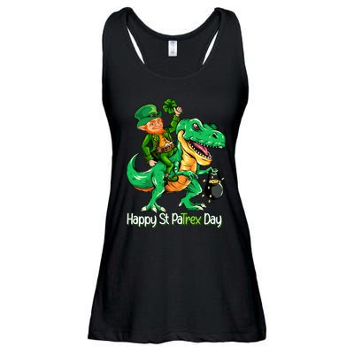 St Patricks Day Shirts Leprechaun Riding Dinosaur Gift Ladies Essential Flowy Tank