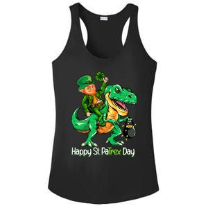 St Patricks Day Shirts Leprechaun Riding Dinosaur Gift Ladies PosiCharge Competitor Racerback Tank