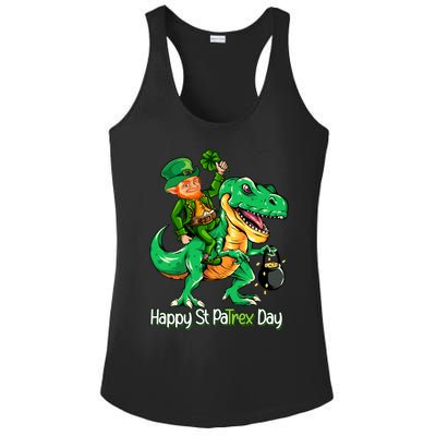 St Patricks Day Shirts Leprechaun Riding Dinosaur Gift Ladies PosiCharge Competitor Racerback Tank