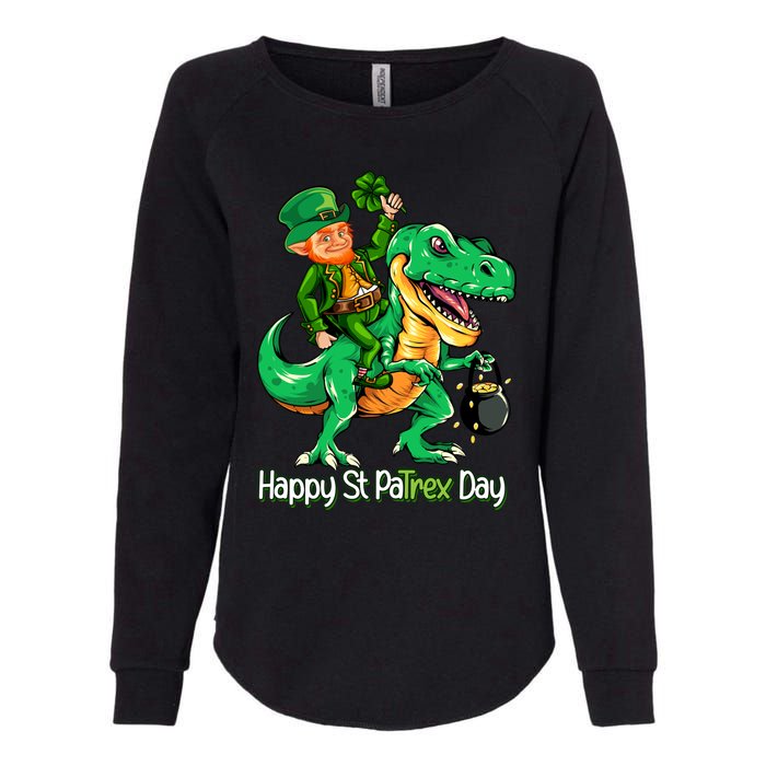 St Patricks Day Shirts Leprechaun Riding Dinosaur Gift Womens California Wash Sweatshirt