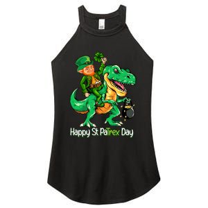 St Patricks Day Shirts Leprechaun Riding Dinosaur Gift Women's Perfect Tri Rocker Tank