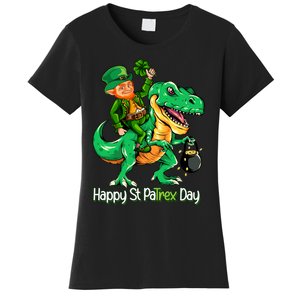 St Patricks Day Shirts Leprechaun Riding Dinosaur Gift Women's T-Shirt