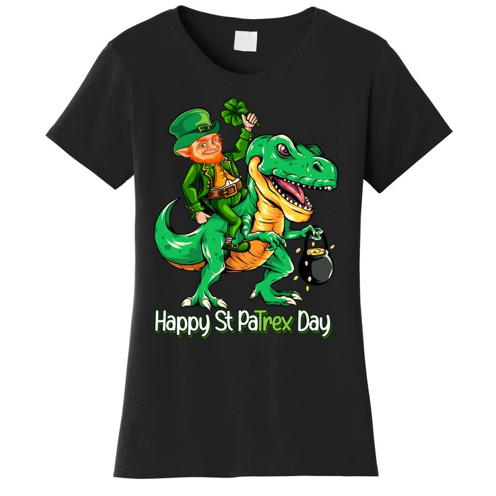 St Patricks Day Shirts Leprechaun Riding Dinosaur Gift Women's T-Shirt