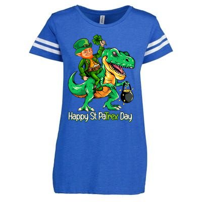 St Patricks Day Shirts Leprechaun Riding Dinosaur Gift Enza Ladies Jersey Football T-Shirt