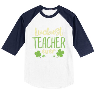 St Patricks Day Teaching Luckiest Teacher Ever Gift Baseball Sleeve Shirt