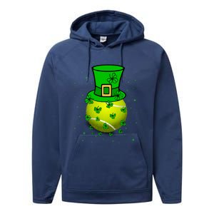 St Patricks Day Tennis Player And Coach Shamrock Irish Gift Performance Fleece Hoodie