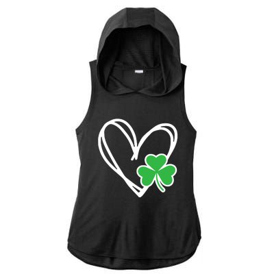 St Patricks Day Shirts Heart Shamrock Irish Ladies PosiCharge Tri-Blend Wicking Draft Hoodie Tank