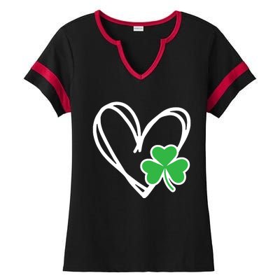 St Patricks Day Shirts Heart Shamrock Irish Ladies Halftime Notch Neck Tee