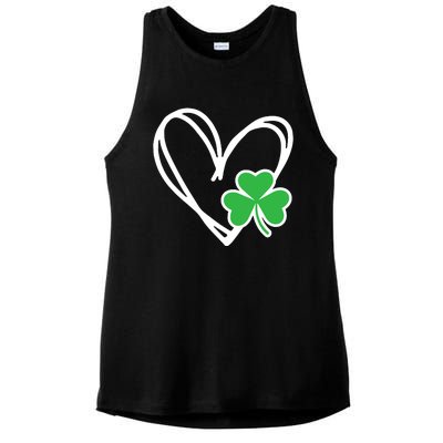 St Patricks Day Shirts Heart Shamrock Irish Ladies PosiCharge Tri-Blend Wicking Tank