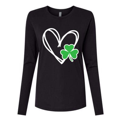 St Patricks Day Shirts Heart Shamrock Irish Womens Cotton Relaxed Long Sleeve T-Shirt