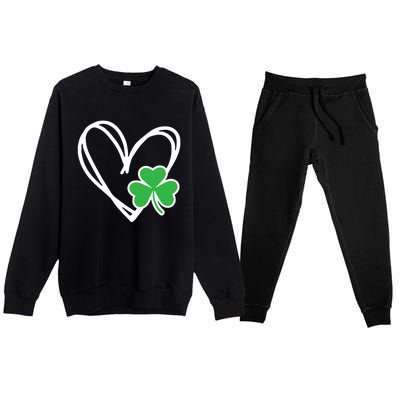 St Patricks Day Shirts Heart Shamrock Irish Premium Crewneck Sweatsuit Set