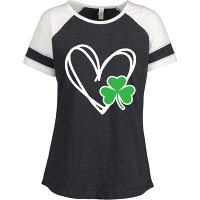 St Patricks Day Shirts Heart Shamrock Irish Enza Ladies Jersey Colorblock Tee