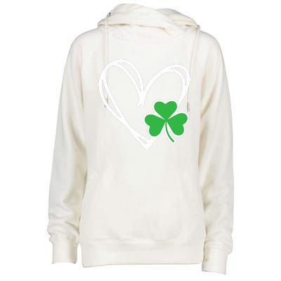 St Patricks Day Shirts Heart Shamrock Irish Womens Funnel Neck Pullover Hood