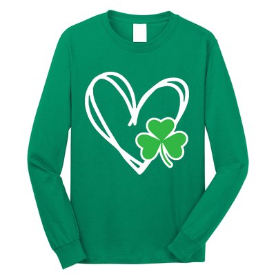 St Patricks Day Shirts Heart Shamrock Irish Long Sleeve Shirt