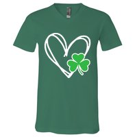 St Patricks Day Shirts Heart Shamrock Irish V-Neck T-Shirt