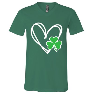 St Patricks Day Shirts Heart Shamrock Irish V-Neck T-Shirt