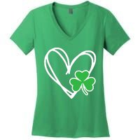 St Patricks Day Shirts Heart Shamrock Irish Women's V-Neck T-Shirt