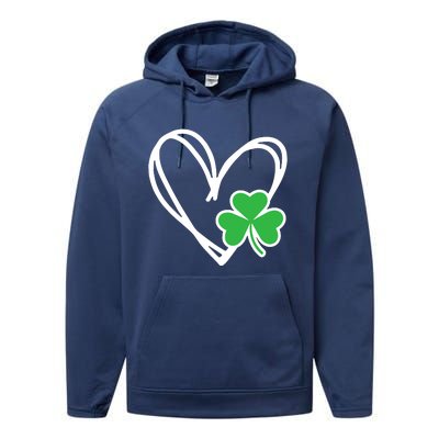 St Patricks Day Shirts Heart Shamrock Irish Performance Fleece Hoodie