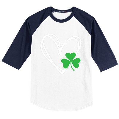 St Patricks Day Shirts Heart Shamrock Irish Baseball Sleeve Shirt