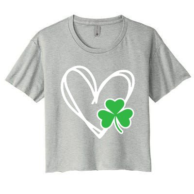 St Patricks Day Shirts Heart Shamrock Irish Women's Crop Top Tee