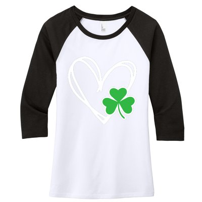 St Patricks Day Shirts Heart Shamrock Irish Women's Tri-Blend 3/4-Sleeve Raglan Shirt