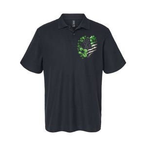 St Patricks Day Shamrock American Flag Retro Softstyle Adult Sport Polo