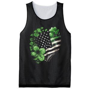 St Patricks Day Shamrock American Flag Retro Mesh Reversible Basketball Jersey Tank