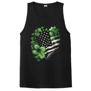 St Patricks Day Shamrock American Flag Retro PosiCharge Competitor Tank