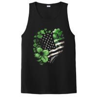 St Patricks Day Shamrock American Flag Retro PosiCharge Competitor Tank