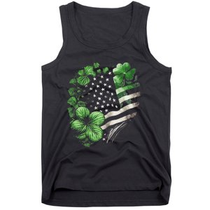 St Patricks Day Shamrock American Flag Retro Tank Top