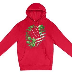 St Patricks Day Shamrock American Flag Retro Premium Pullover Hoodie