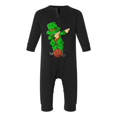 St Patricks Day Dabbing Leprechaun Funny Basketball Lover Gift Infant Fleece One Piece