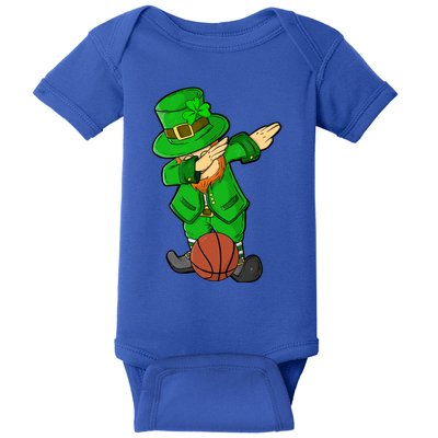 St Patricks Day Dabbing Leprechaun Funny Basketball Lover Gift Baby Bodysuit