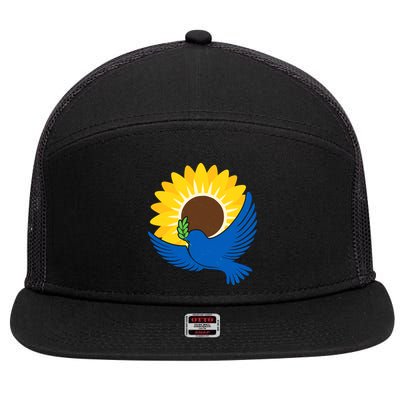Sunflower Peace Dove Stand With Ukraine End The War 7 Panel Mesh Trucker Snapback Hat