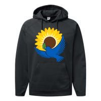 Sunflower Peace Dove Stand With Ukraine End The War Performance Fleece Hoodie