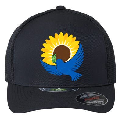 Sunflower Peace Dove Stand With Ukraine End The War Flexfit Unipanel Trucker Cap